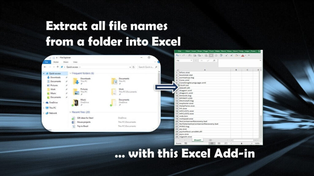 Smart Intelligent Excel Tool - Extract File Names from Folder to Excel Spreadsheet - Windows Version