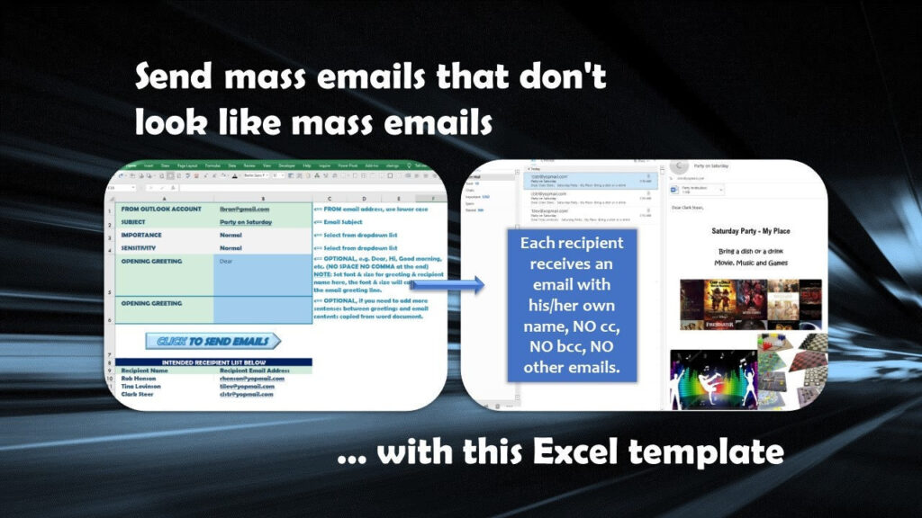 Best Excel Template: Automatically Send Customized Individual Emails from EXCEL To Each Email Address - Windows Version