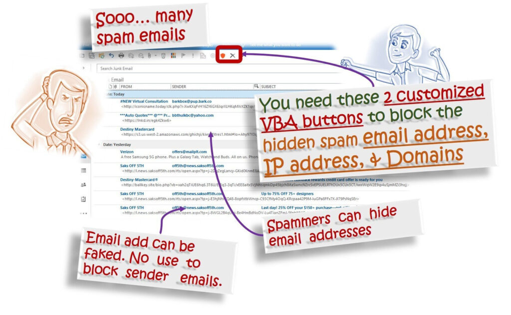 Spam Email Blocker (block true spam email addresses, IPs, domains - for Windows Outlook)