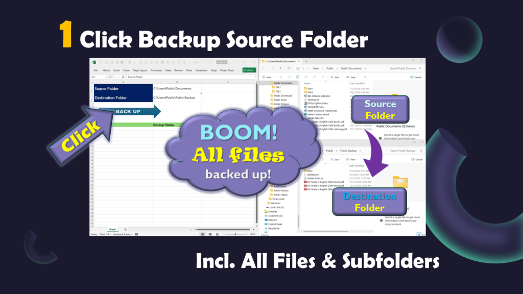 1 Click Folder Backup incl. ALL Files & Subfolders - Best Excel Automation Tool