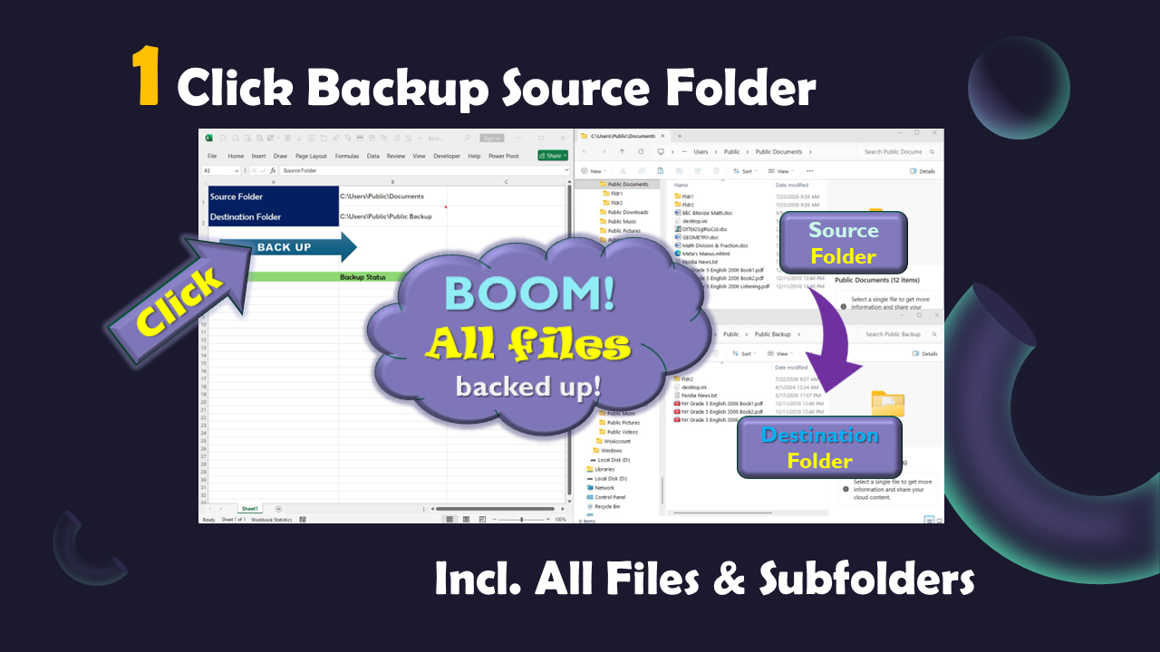 1 Click Folder Backup incl. ALL Files & Subfolders - Best Excel Automation Tool
